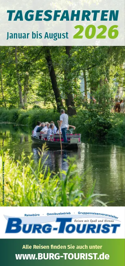 Deckblatt Tagesfahrtenkatalog von Burg-Tourist