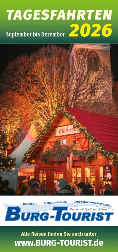 Deckblatt Tagesfahrtenkatalog von Burg-Tourist